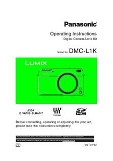 Panasonic Lumix L1 manual. Camera Instructions.